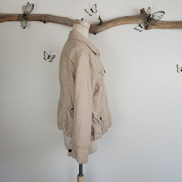J jill trucker style tan linen jacket - Picture 7 of 8